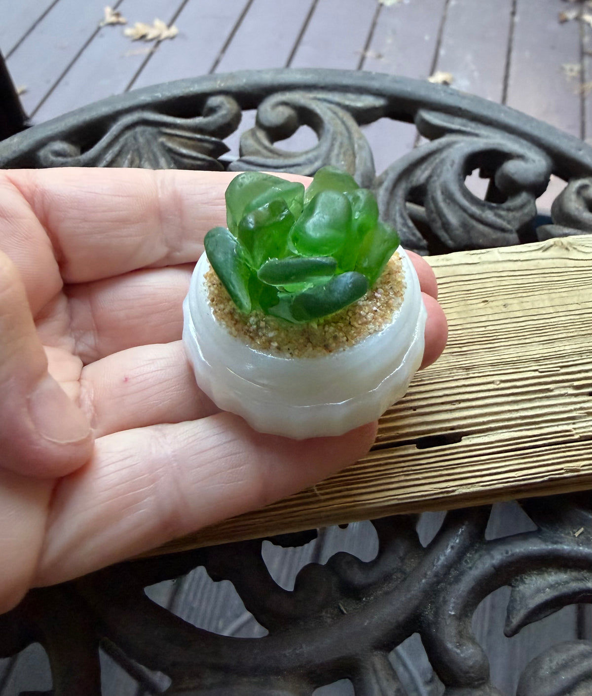 Mini Sea Glass Succulent - Green (173)