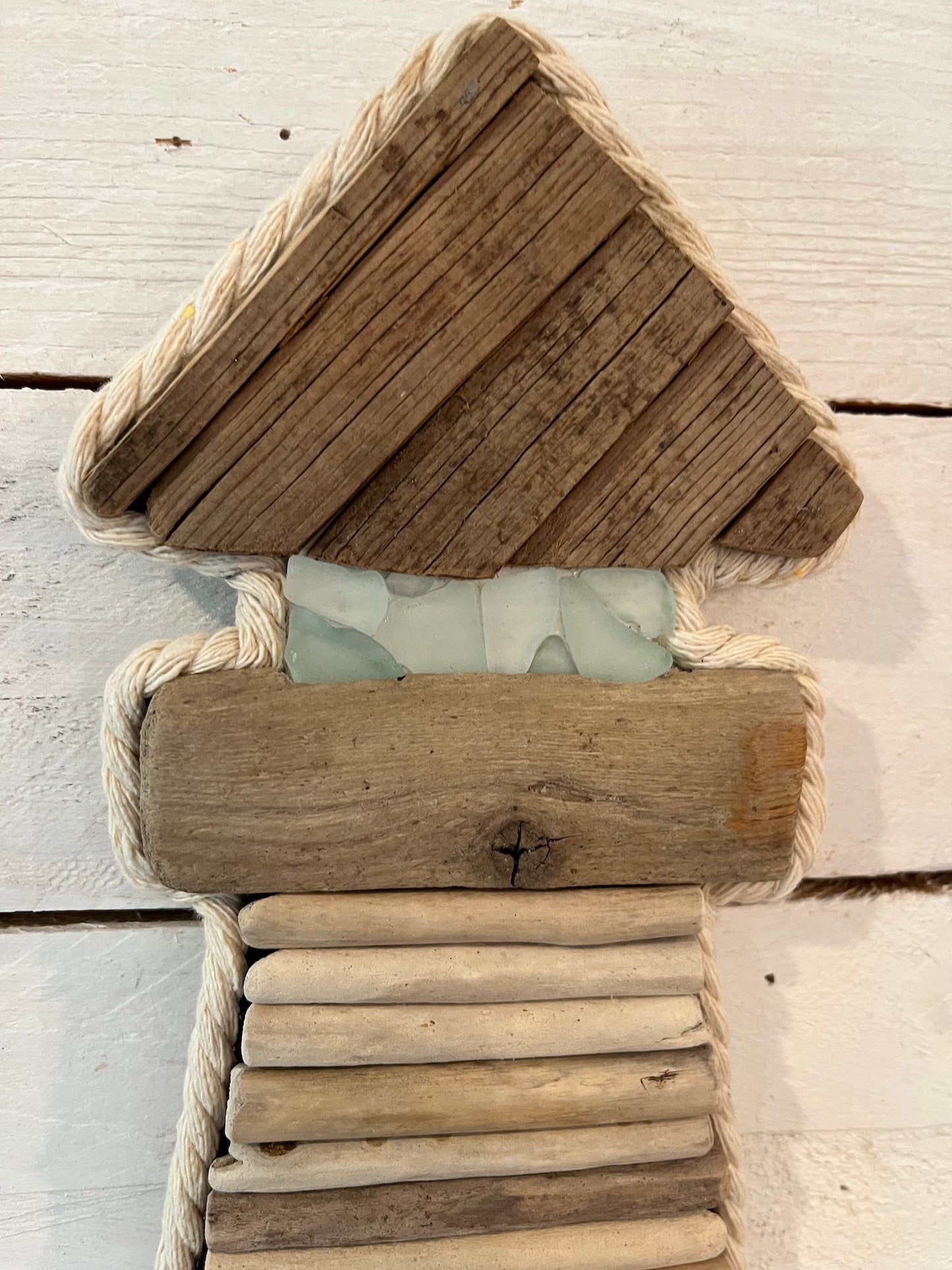 Driftwood & Sea Glass Lighthouse